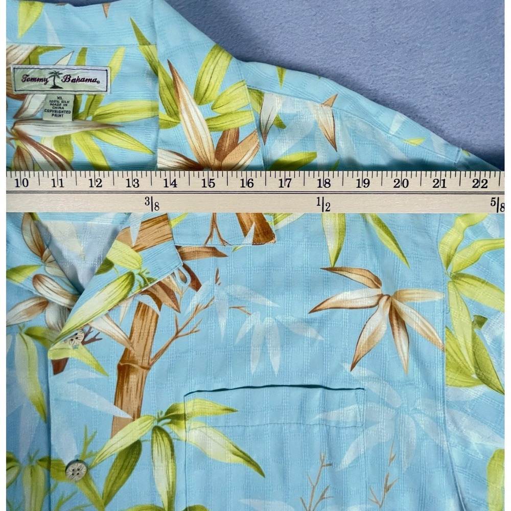 Tommy Bahama Shirt Mens XL Blue Bamboo Print Silk‎ Short Sleeve Camp Button Up - Picture 4 of 7